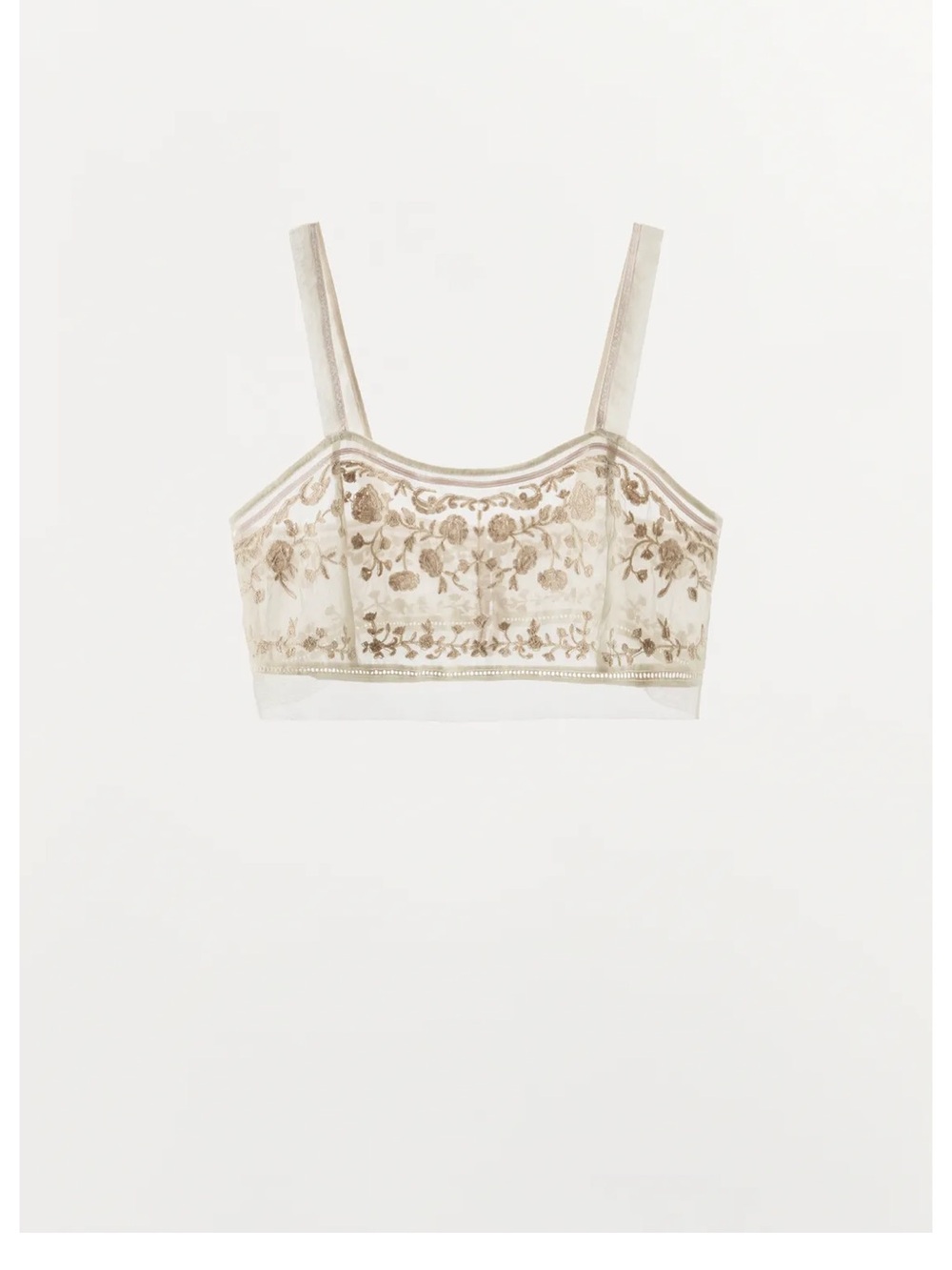 ZARA ZW COLLECTION EMBROIDERED CROPPED TOP